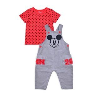 Disney Micky Mouse Overall and T-shirt outfit set 3-6m